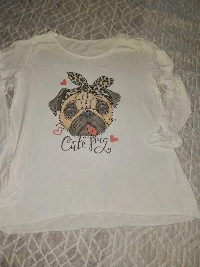 Camiseta manga larga mujer Cute Pug