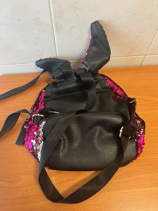Mochila lentejuelas niña rosa y plata
