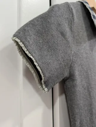 Vestido Zara gris Cuello Cuadros Talla S