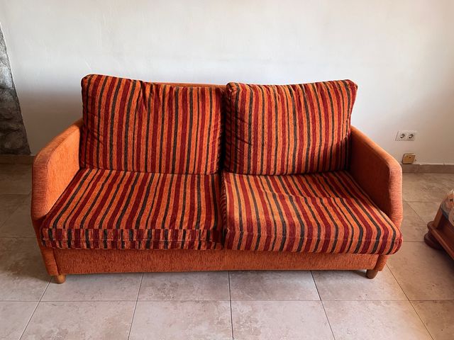 Sofá Cama Tela Naranja y Rojo