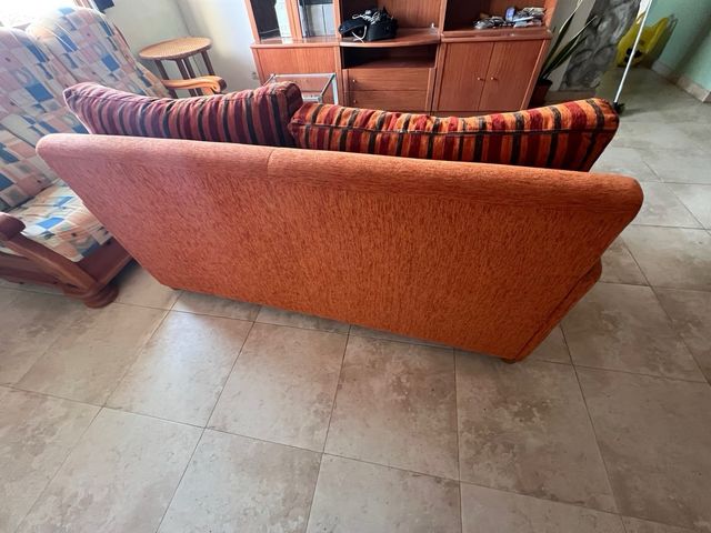 Sofá Cama Tela Naranja y Rojo