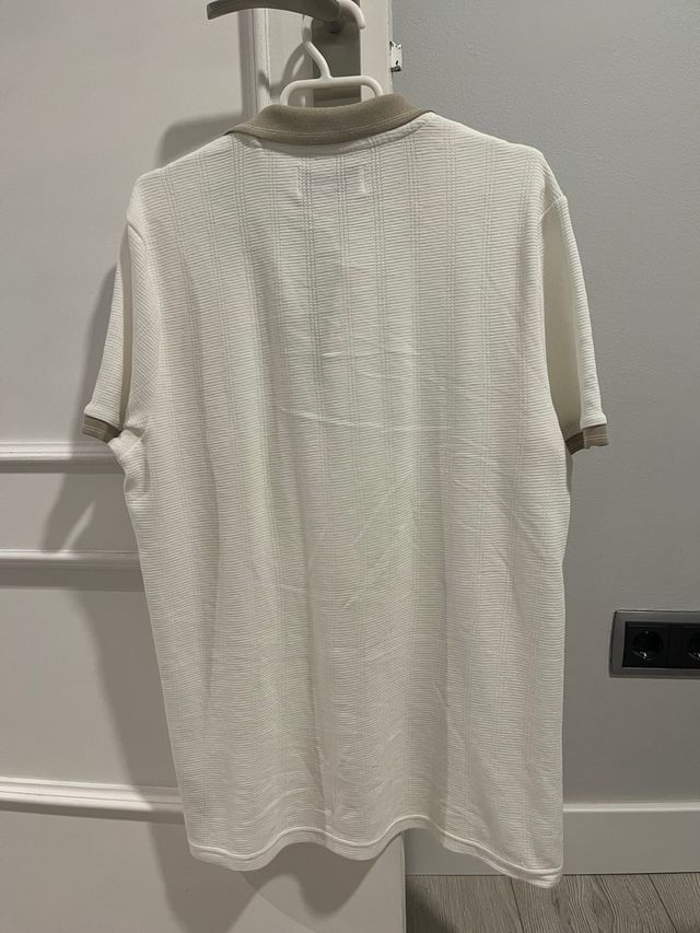 Camisa Polo Primark Blanca y Beige Talla XS