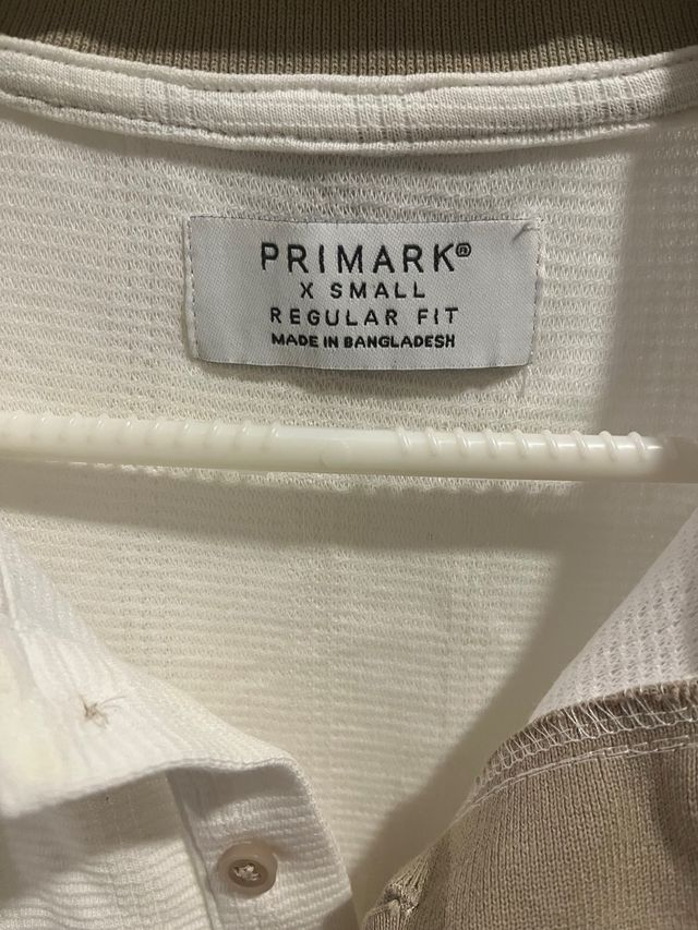 Camisa Polo Primark Blanca y Beige Talla XS
