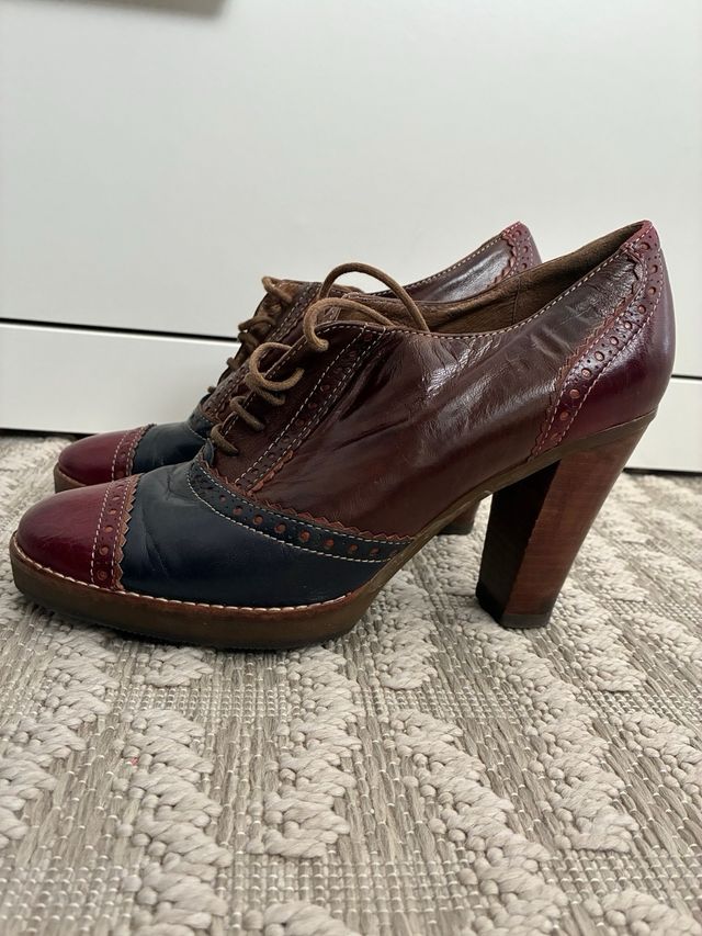 Zapatos Oxford Botín Mujer Tricolor