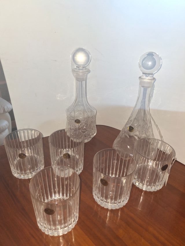 Set Licorera y Vasos Cristal RCR Italia