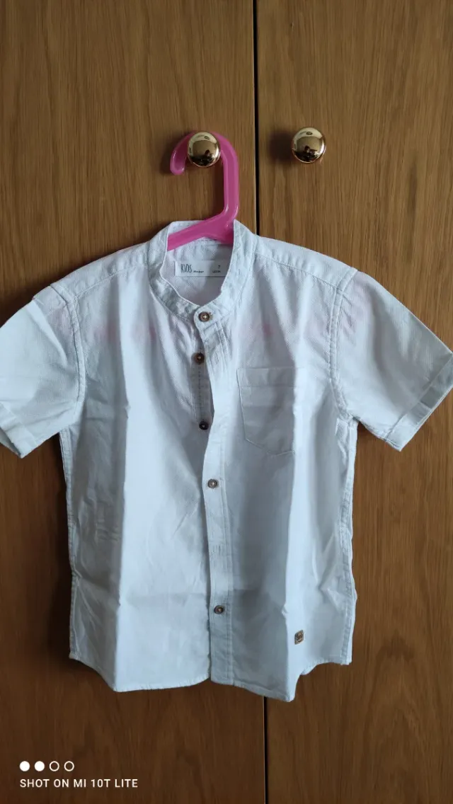 Camisa niño blanca manga corta piqué