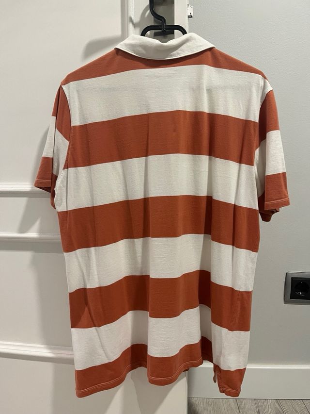 Polo KIABI rayas naranja y blanco Talla L