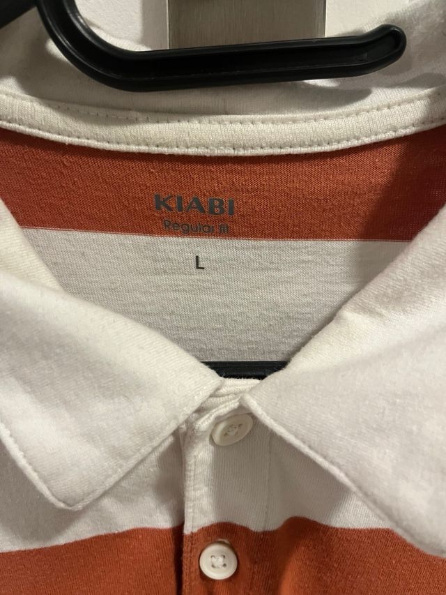 Polo KIABI rayas naranja y blanco Talla L