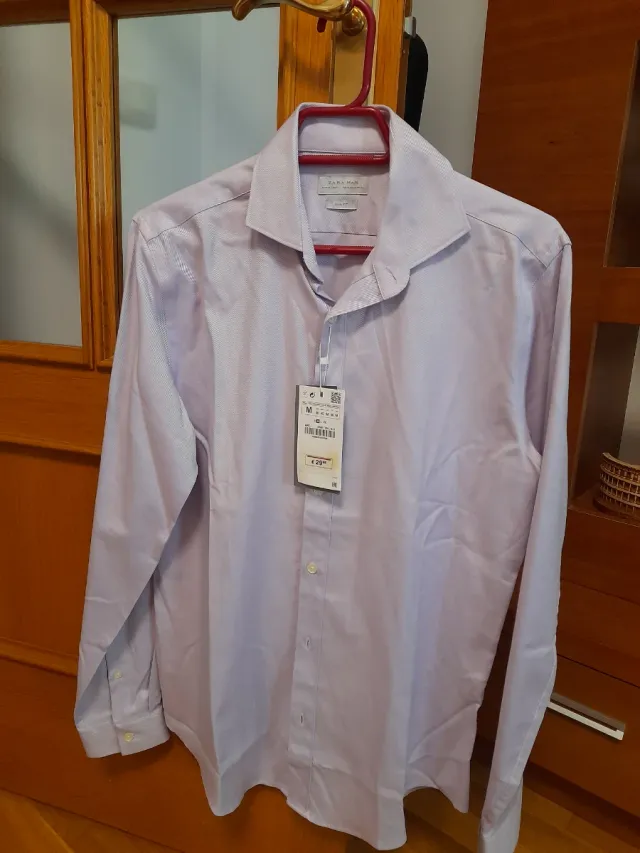 Camisa Zara Morada Talla M. Slim Fit