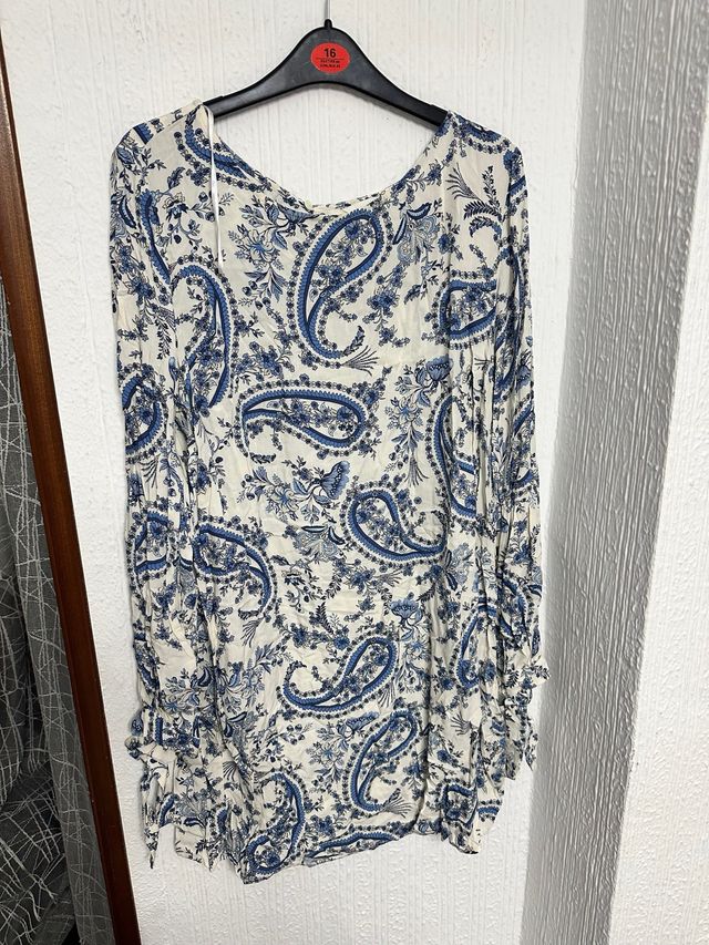 Vestido H&M Estampado Paisley Azul Talla 44
