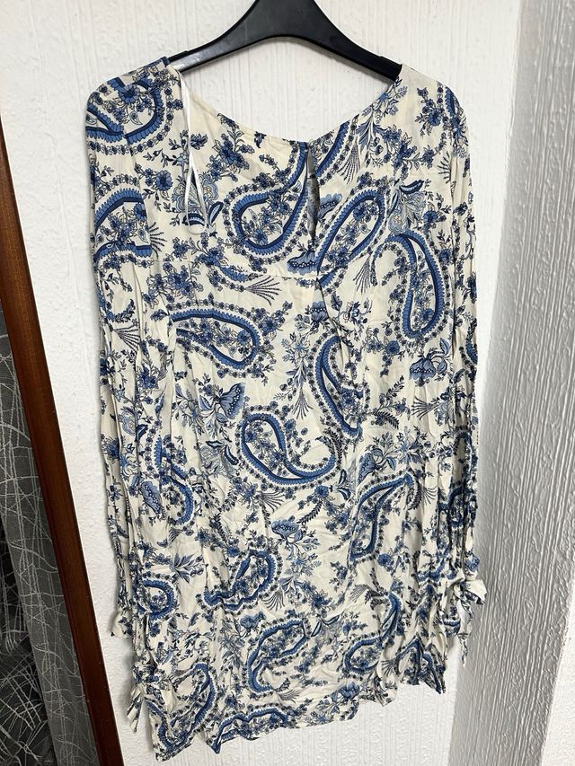 Vestido H&M Estampado Paisley Azul Talla 44