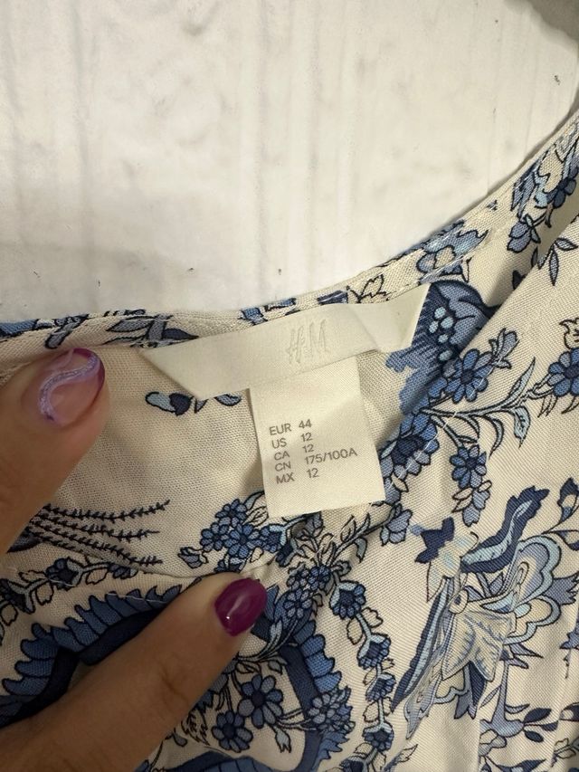 Vestido H&M Estampado Paisley Azul Talla 44