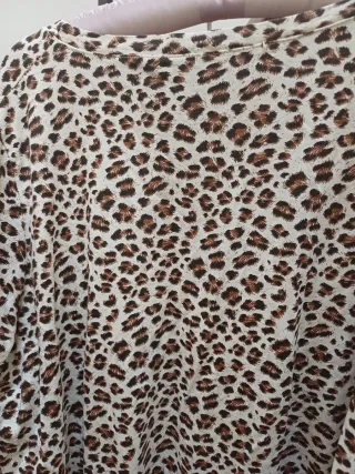 Blusa Curvy Fantasia Animalier Beige/Marrone