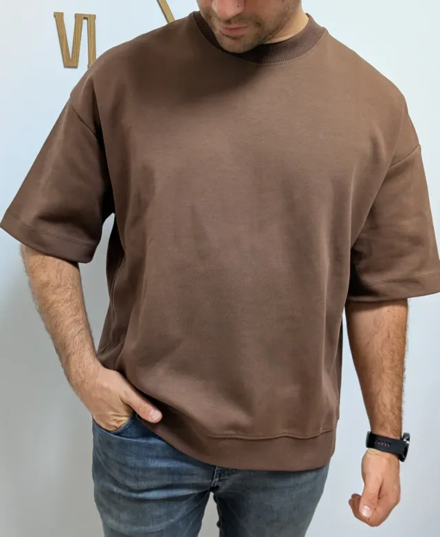 Camiseta Sudadera Interlock Marrón del Zara M