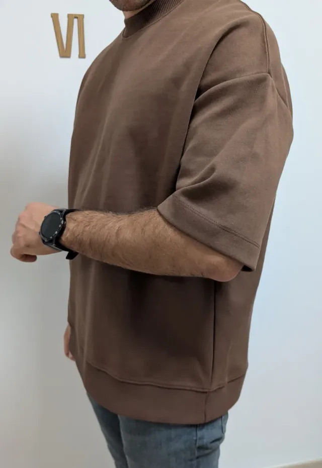 Camiseta Sudadera Interlock Marrón del Zara M