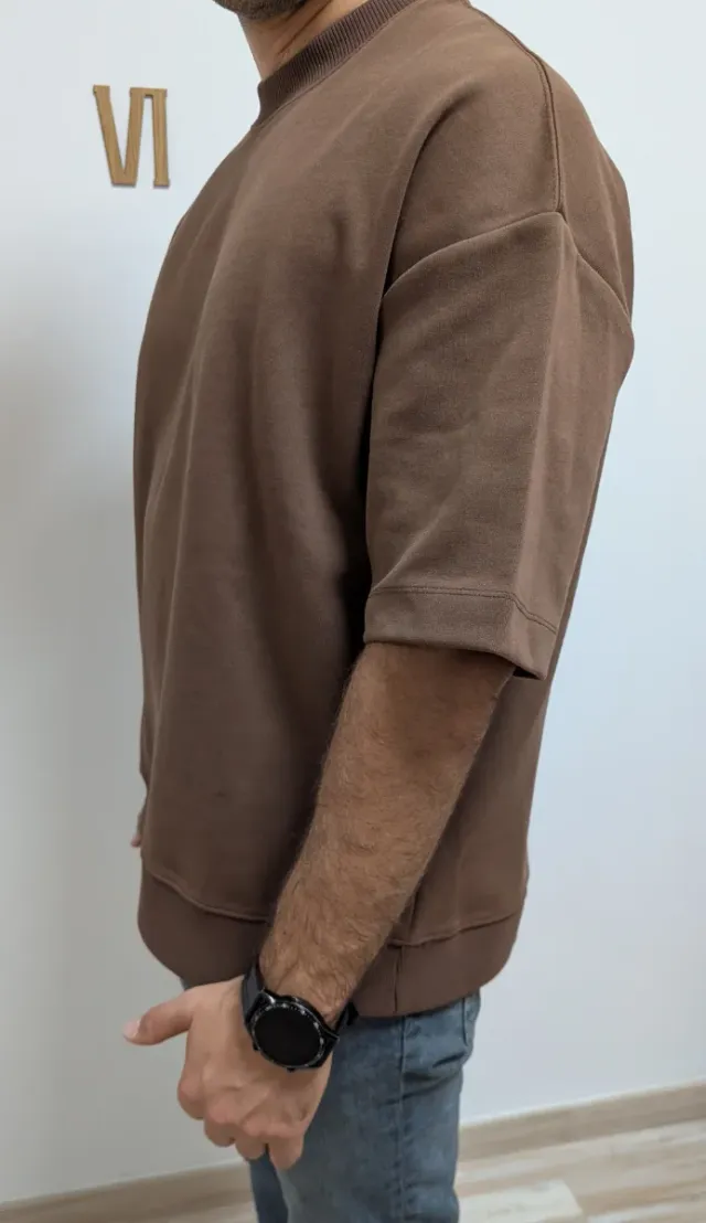 Camiseta Sudadera Interlock Marrón del Zara M