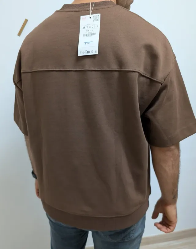 Camiseta Sudadera Interlock Marrón del Zara M