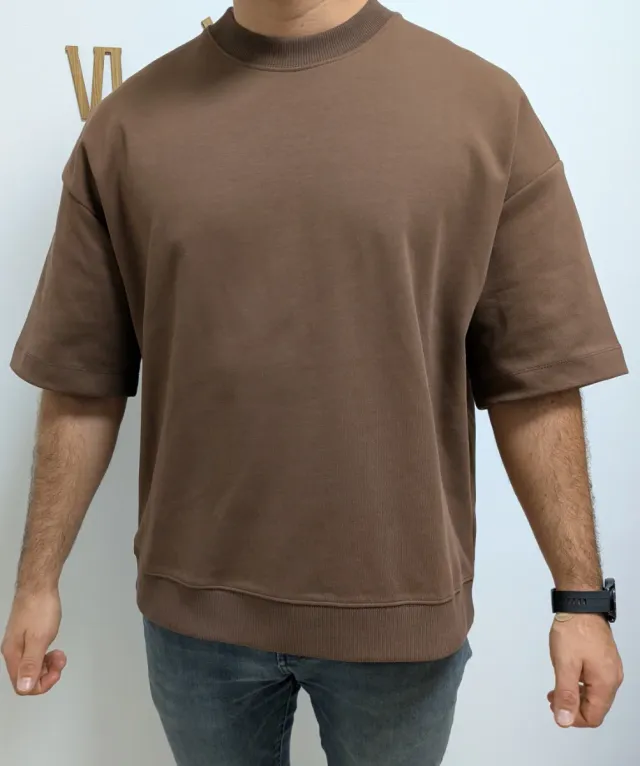 Camiseta Sudadera Interlock Marrón del Zara M