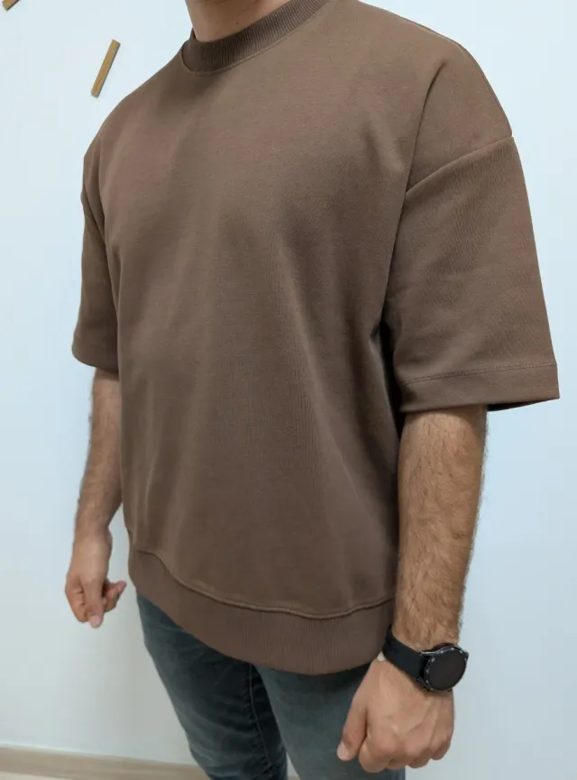 Camiseta Sudadera Interlock Marrón del Zara M