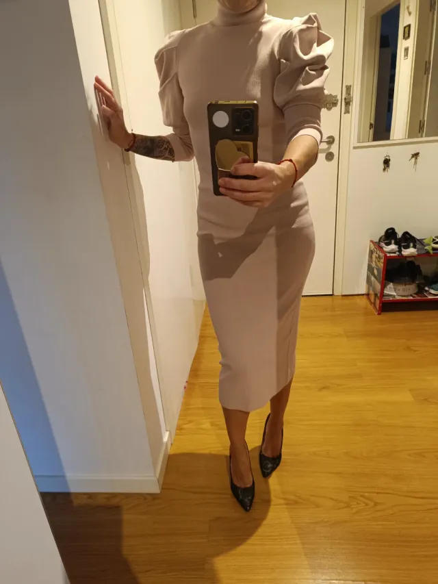 Vestido Zara rosa bebé mangas abullonadas