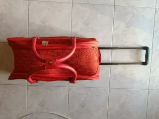 Trolley rosso fantasia monogram / ruote e manico