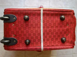 Trolley rosso fantasia monogram / ruote e manico