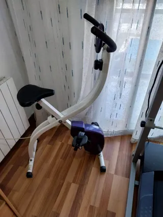 Bicicleta Estática Blanca y cinta correr weslo gym