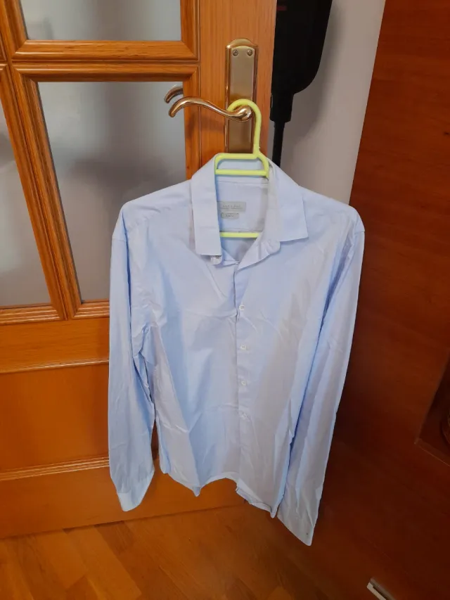 Camisa Zara Azul Claro Talla M Slim Fit