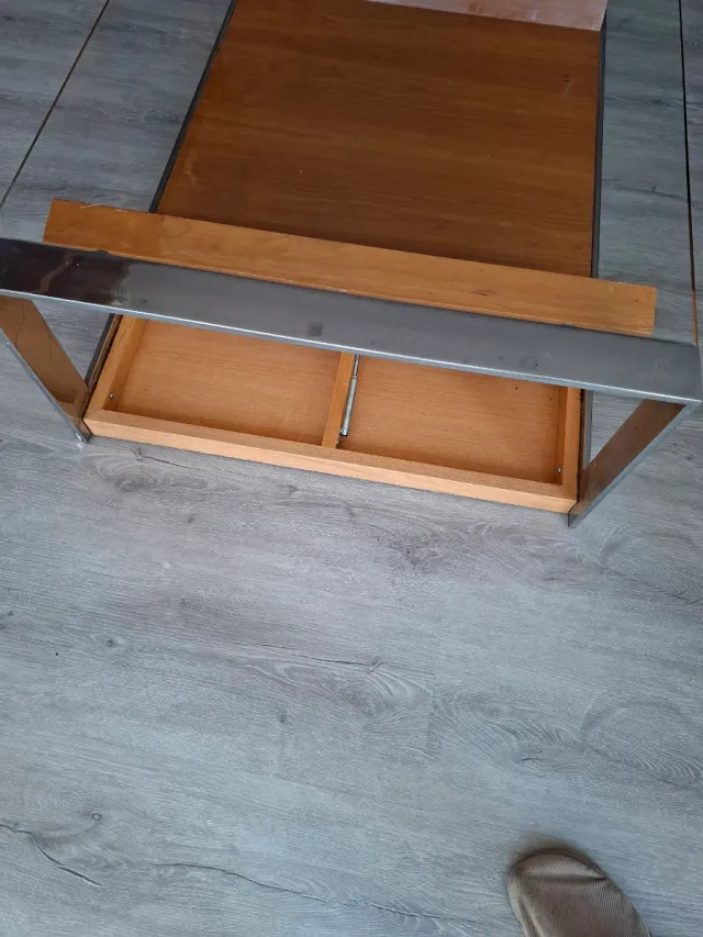 Mesa de centro cristal y metal