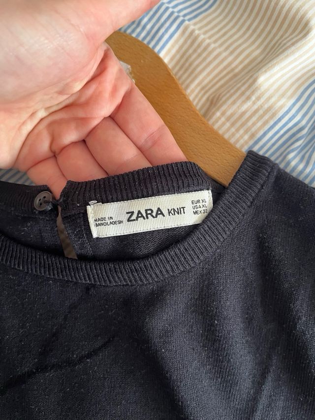 Camiseta Zara Punto Negra Talla XL