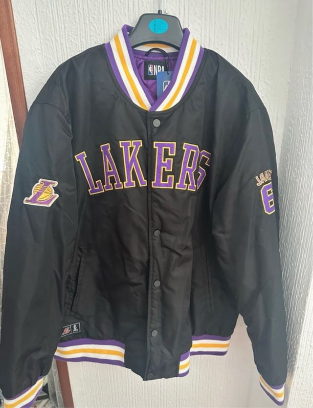 Chaqueta Bomber Lakers Negra y Morada