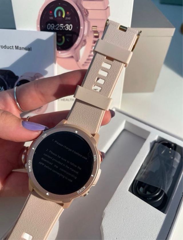 Reloj Smartwatch Mujer Rosa Dorado