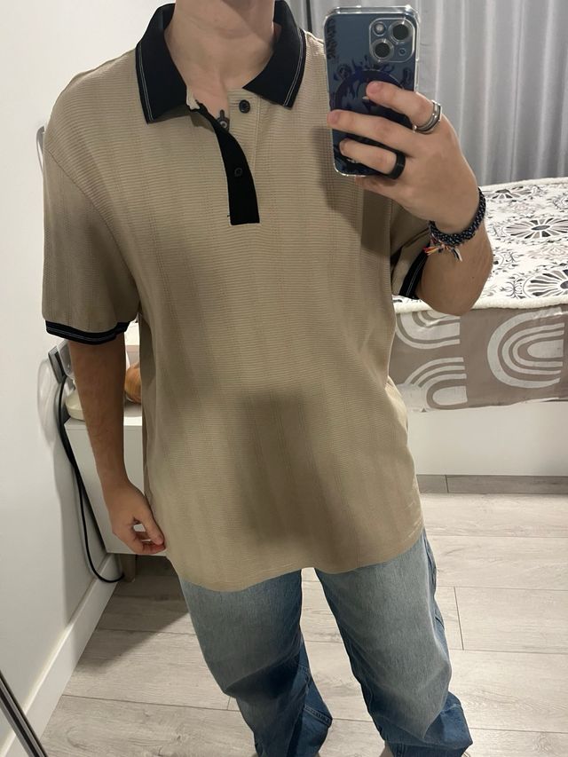 Polo beige y negro Primark Talla M