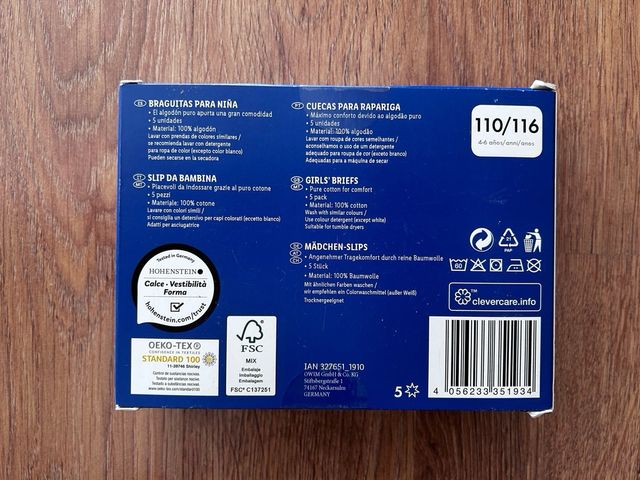 Lupilu Braguitas Niña Pack 5 Talla 110/116