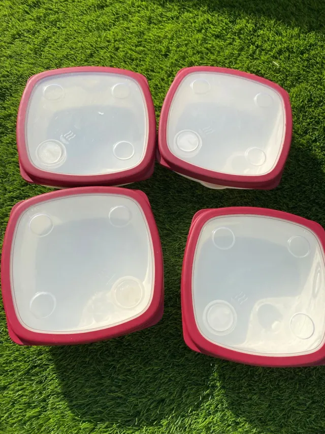 4 Tuppers IKEA Rojos Transparentes