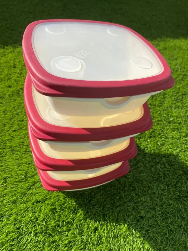 4 Tuppers IKEA Rojos Transparentes