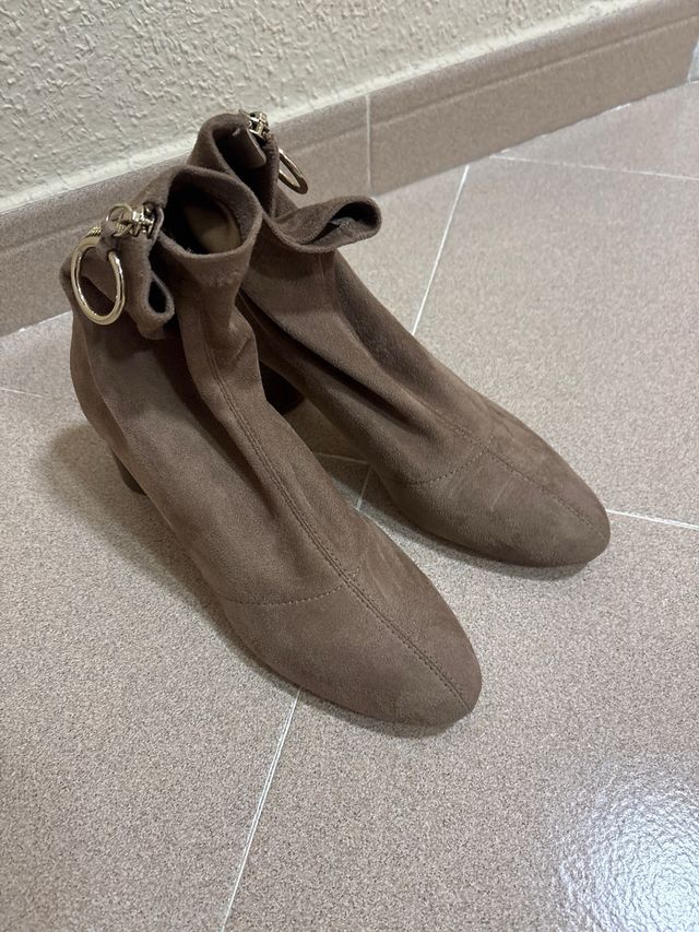 Botines Zara Ante Nude Talla 37