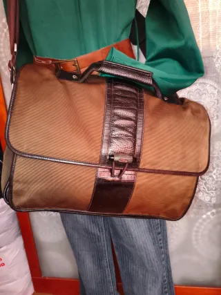 Maletín Montblanc Lona Caqui y Piel