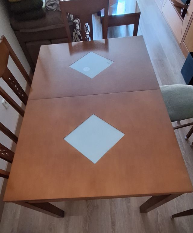 Mesa comedor mesa centro 6 sillas madera y cristal