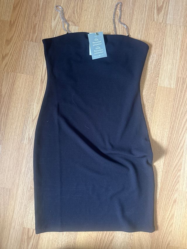 Vestido H&M negro tirantes brillantes Talla S