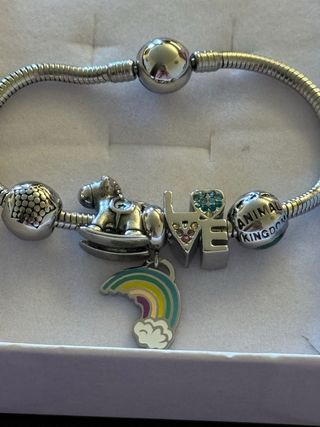 Bracciale con ciondoli LOVE, arcobaleno, cavallucc
