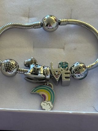 Bracciale con ciondoli LOVE, arcobaleno, cavallucc