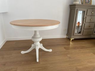 Mesa redonda extensible madera restaurada 90cm