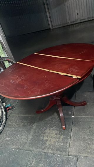 Mesa redonda extensible madera restaurada 90cm