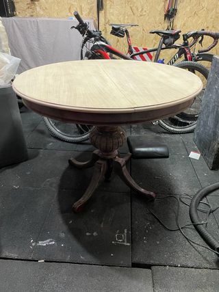 Mesa redonda extensible madera restaurada 90cm