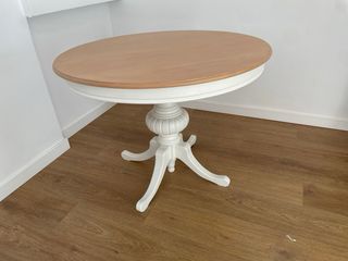 Mesa redonda extensible madera restaurada 90cm