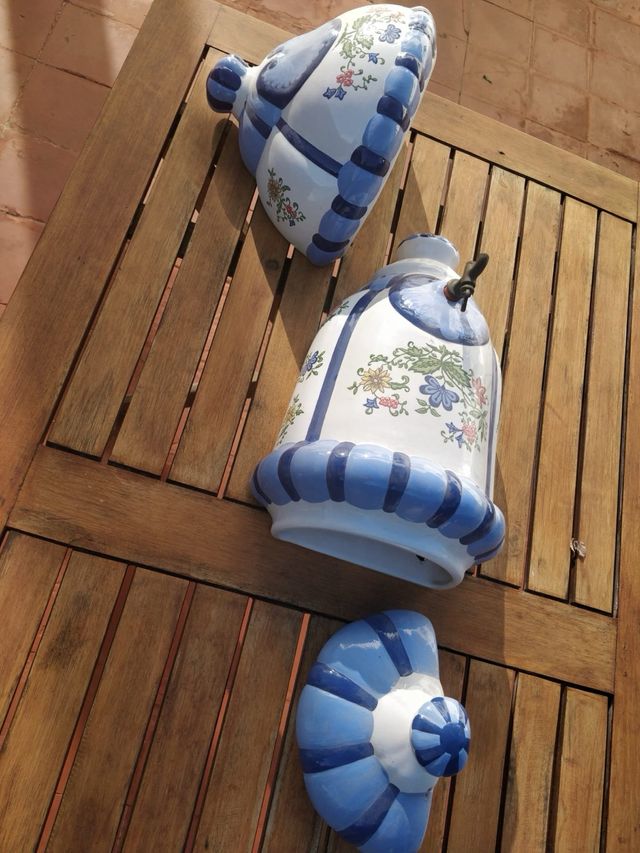 Fuente aguamanil cerámica azul y blanco