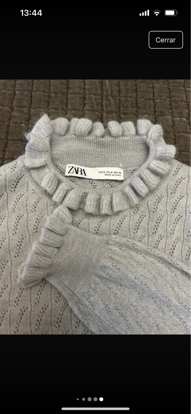 Jersey Zara cuello alto volantes gris azulado Tall