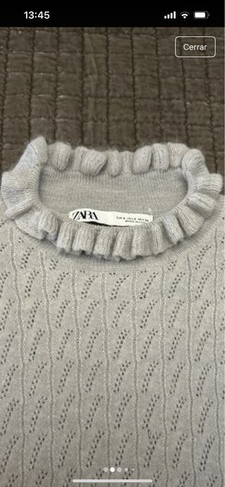 Jersey Zara cuello alto volantes gris azulado Tall