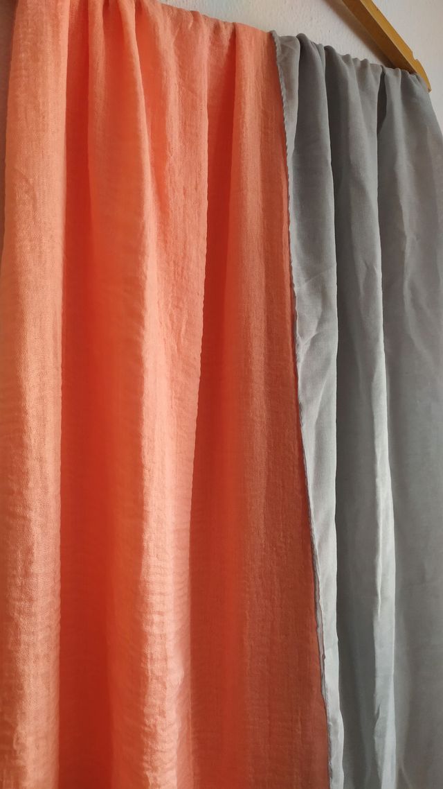 Pañuelo Foulard, coral salmón y gris perla